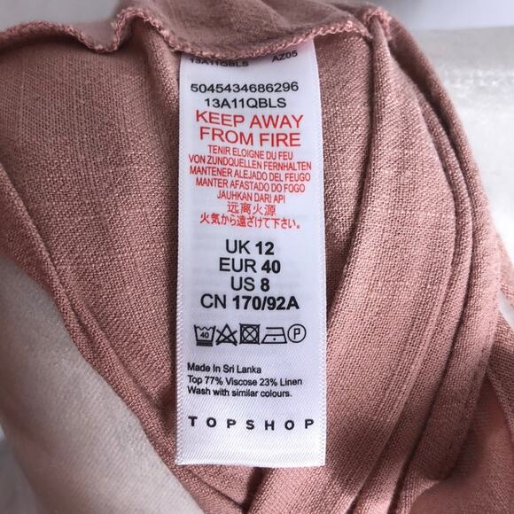 NWT top shop button tie front pink tank top - Picture 6 of 7